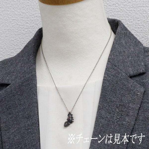 ブラックコーティング/K18WG ブラック ダイヤモンド ルビー ペンダントトップ 0.30ct R0.02ct コウモリ アニマル