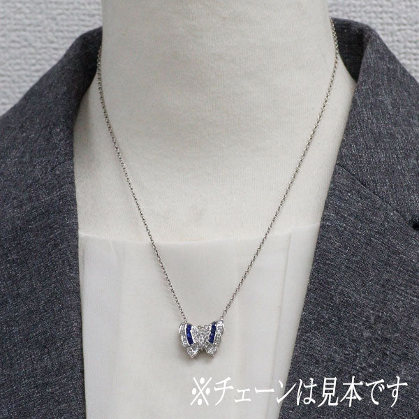K18WG サファイア ダイヤモンド ペンダントトップ 蝶