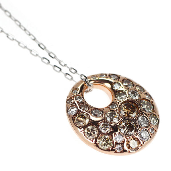 カシケイ/Kashikey K18WG/PG ブラウンダイヤモンド ペンダントネックレス 1.00ct メランジェ チェーン社外