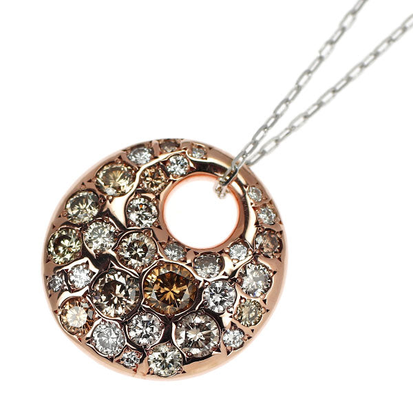カシケイ/Kashikey K18WG/PG ブラウンダイヤモンド ペンダントネックレス 1.00ct メランジェ チェーン社外