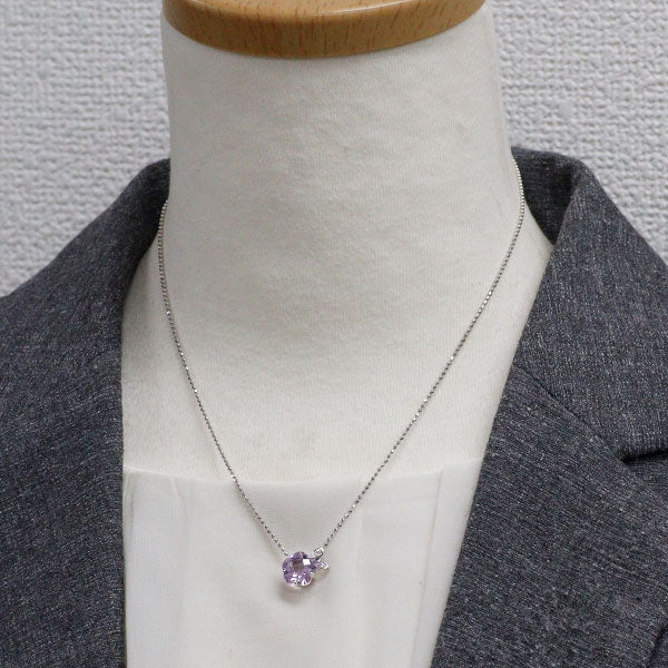 田崎真珠 K18WG アメジスト ペンダントネックレス D0.02ct