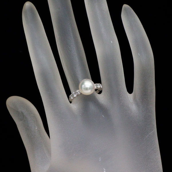 Pt900 アコヤ真珠 ダイヤモンド リング 径約8.7mm D0.38ct