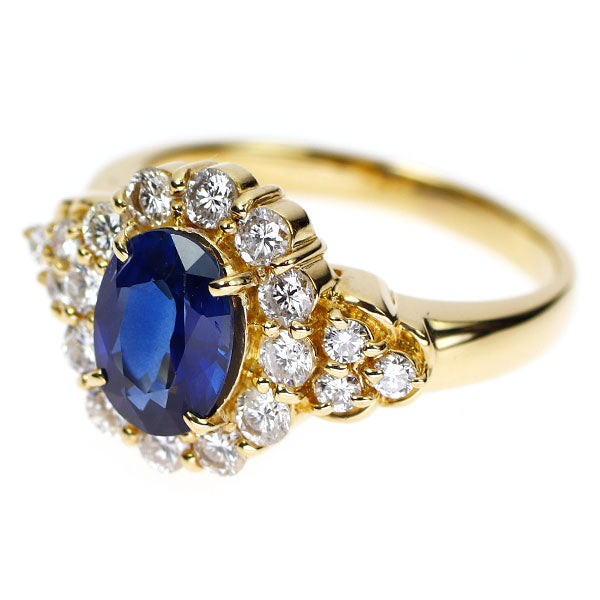 K18YG サファイア ダイヤモンド リング 1.26ct D0.65ct