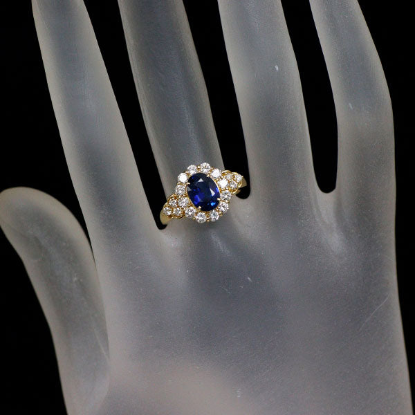 K18YG サファイア ダイヤモンド リング 1.26ct D0.65ct
