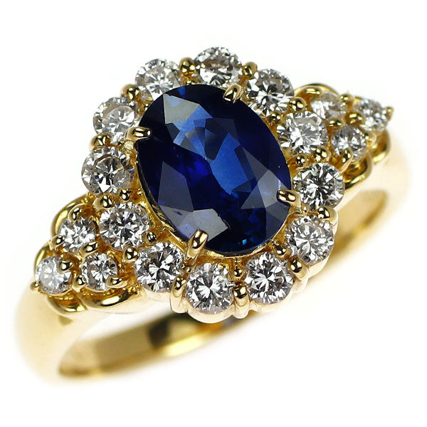 K18YG サファイア ダイヤモンド リング 1.26ct D0.65ct