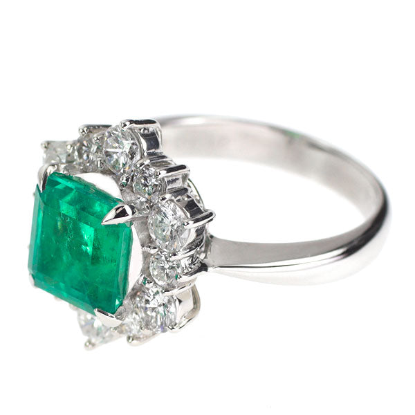 Pt900 コロンビア産 エメラルド ダイヤモンド リング 2.24ct D1.18ct