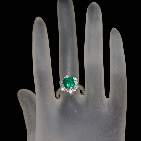 Pt900 コロンビア産 エメラルド ダイヤモンド リング 2.24ct D1.18ct