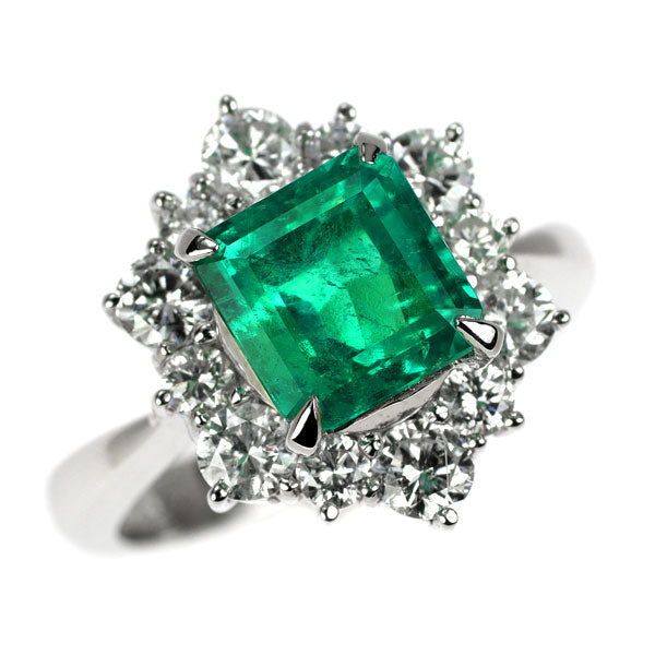 Pt900 コロンビア産 エメラルド ダイヤモンド リング 2.24ct D1.18ct