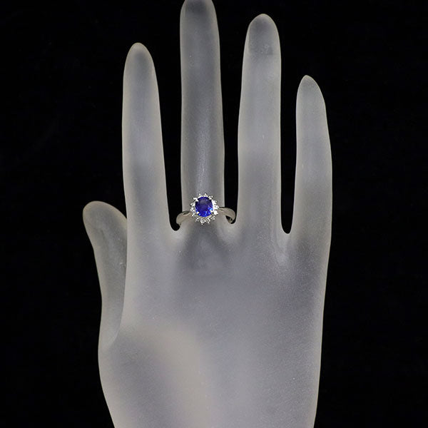 Pt900 サファイア ダイヤモンド リング 1.00ct D0.20ct