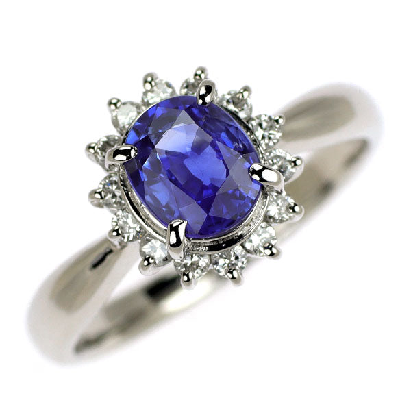 Pt900 サファイア ダイヤモンド リング 1.00ct D0.20ct