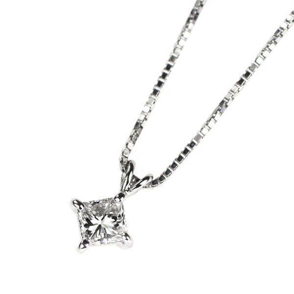 セイコー Pt900/ Pt850 プリンセスカット ダイヤモンド ペンダントネックレス 0.31ct