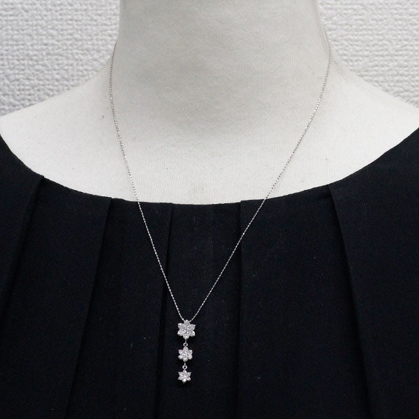 K18WG ダイヤモンド ペンダントネックレス 1.00ct フラワー