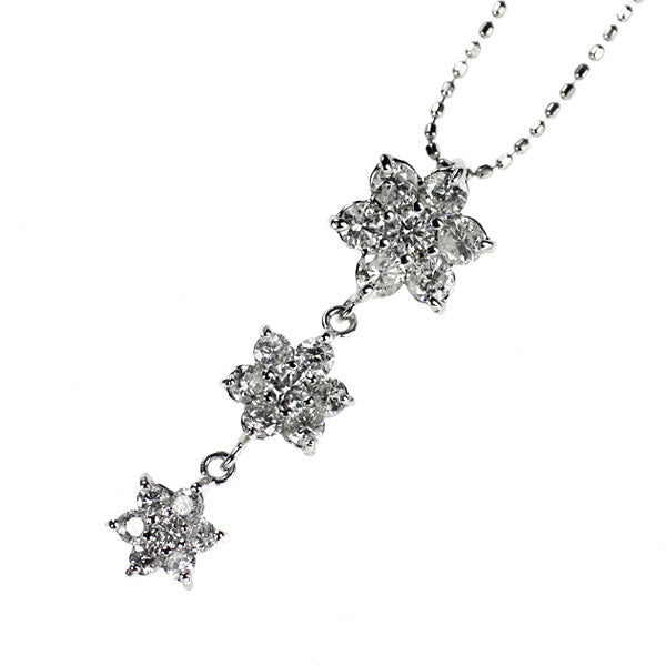 K18WG ダイヤモンド ペンダントネックレス 1.00ct フラワー