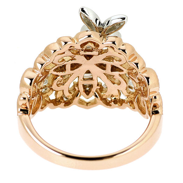 K18WG/PG ダイヤモンド リング 0.25ct フラワー 蝶