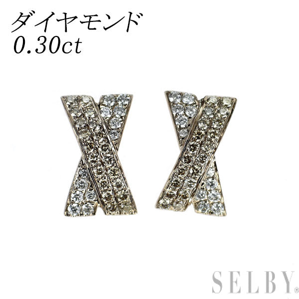 K18シャンパンゴールド ダイヤモンド ピアス 0.30ct