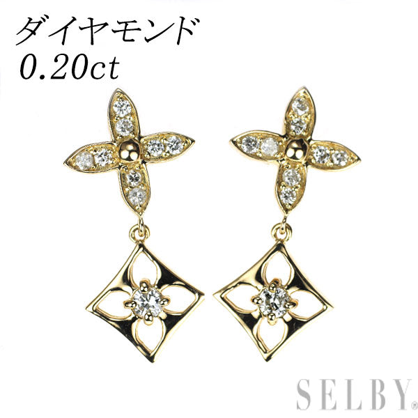 K18YG ダイヤモンド ピアス 0.20ct フラワー