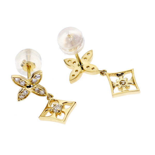 K18YG ダイヤモンド ピアス 0.20ct フラワー