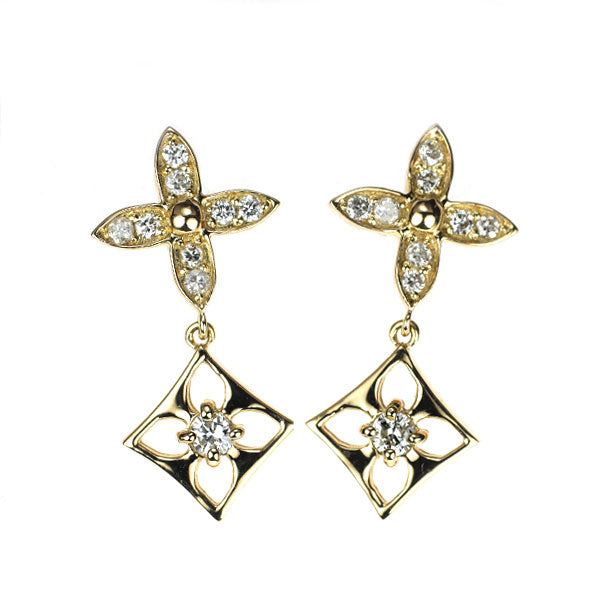 K18YG ダイヤモンド ピアス 0.20ct フラワー