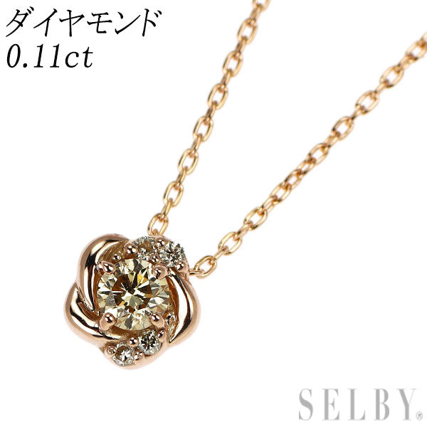 K18PG ダイヤモンド ペンダントネックレス 0.11ct フラワー