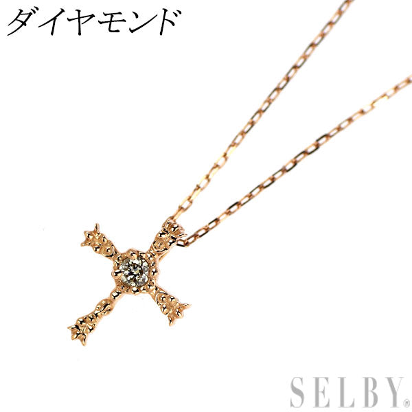K10PG ダイヤモンド ペンダントネックレス クロス