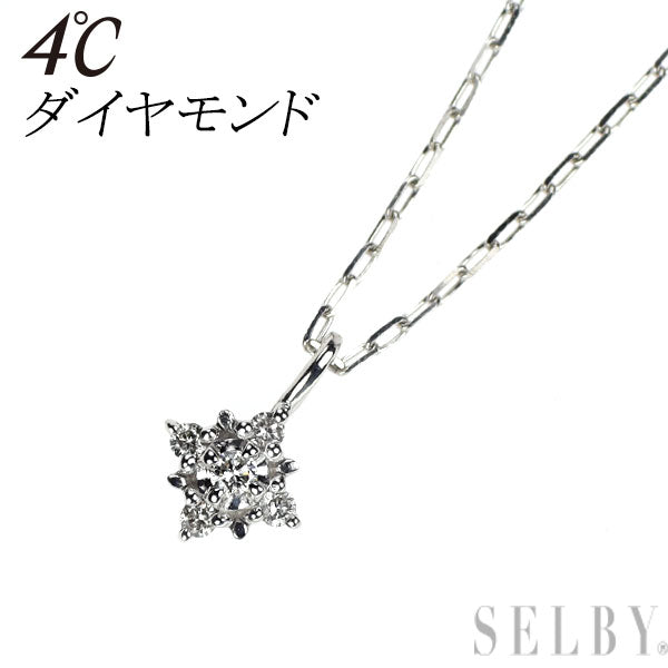 4℃ K10WG ダイヤモンド ペンダントネックレス