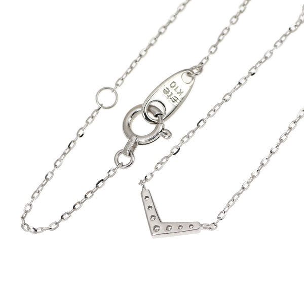 エテ/ete K10WG ダイヤモンド ペンダントネックレス 0.04ct V字