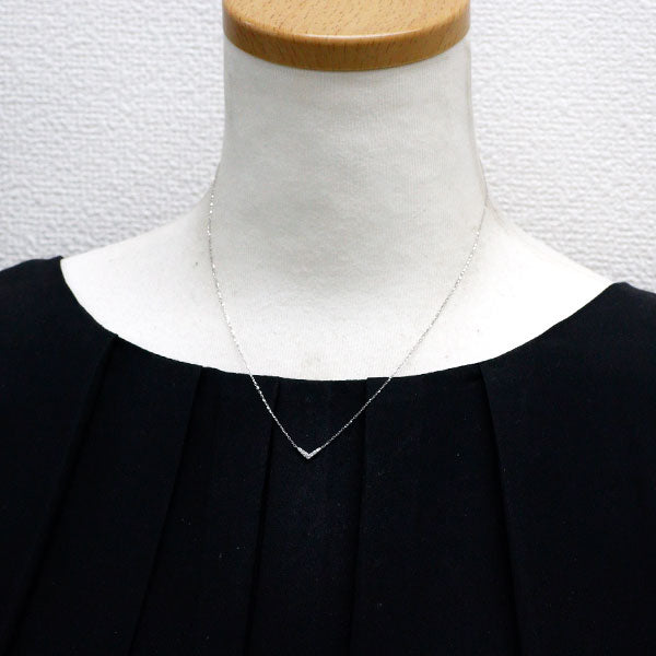 エテ/ete K10WG ダイヤモンド ペンダントネックレス 0.04ct V字