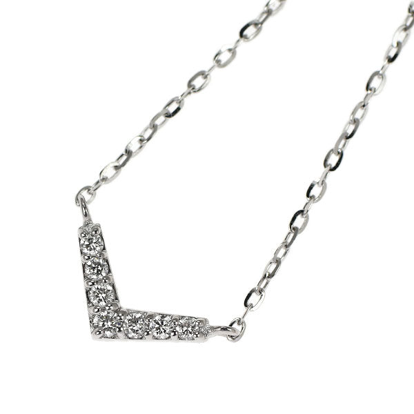 エテ/ete K10WG ダイヤモンド ペンダントネックレス 0.04ct V字