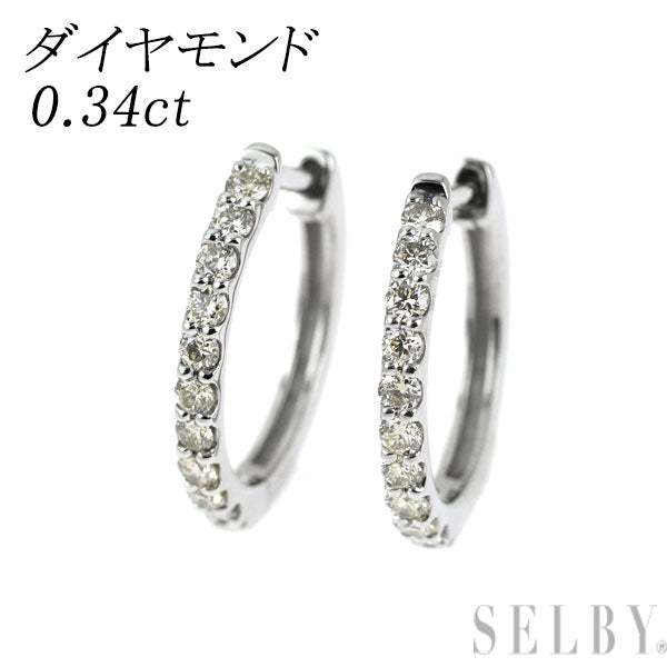 Pt900 ダイヤモンド フープ ピアス 0.34ct