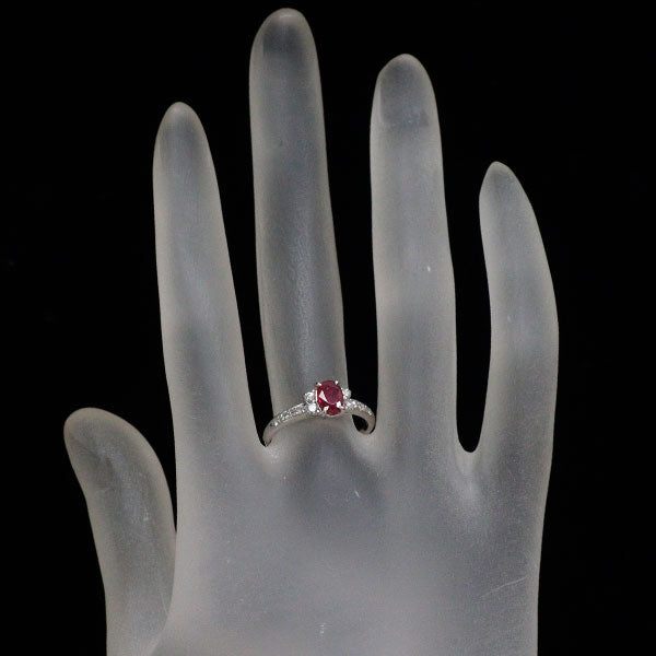 田崎真珠 Pt900 ルビー ダイヤモンド リング 0.60ct D0.18ct