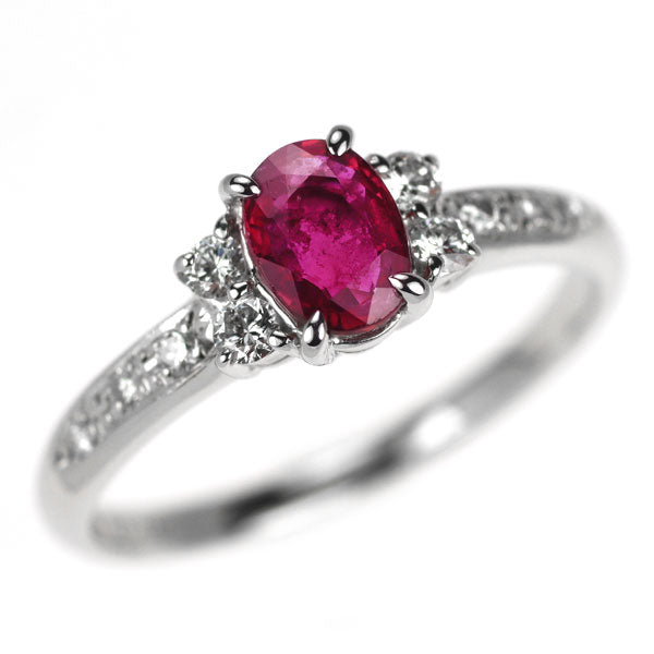 田崎真珠 Pt900 ルビー ダイヤモンド リング 0.60ct D0.18ct