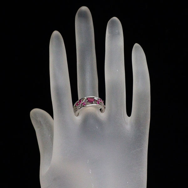 Pt950 ロードライトガーネット ルビー 天然ピンク/カラーレスダイヤモンド リング 0.48ct R0.40ct PD0.07ct D0.08ct