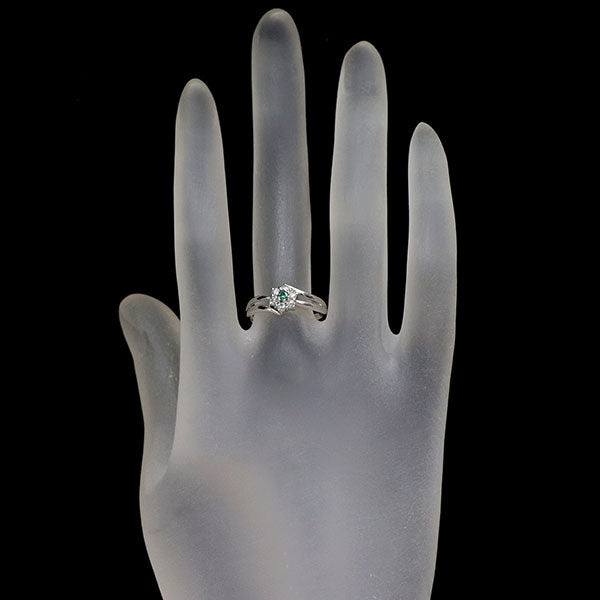 希少 K18WG アレキサンドライト ダイヤモンド リング 0.06ct D0.22ct フラワー