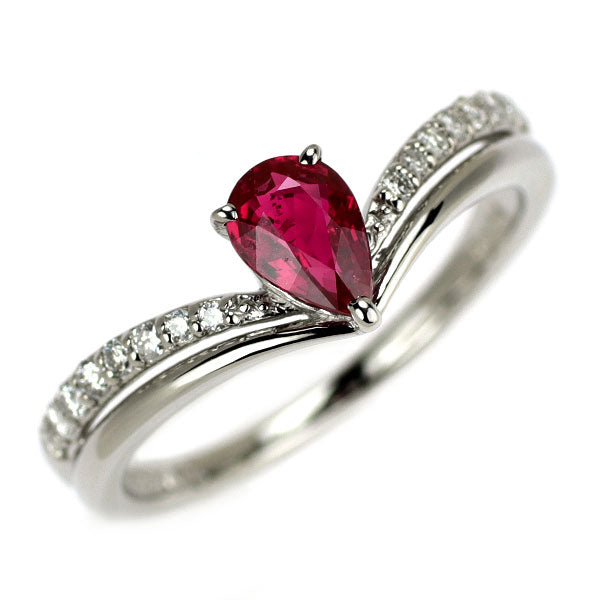 Pt900 ルビー ダイヤモンド リング 0.55ct D0.14ct