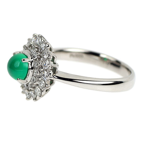 Pt900 エメラルドキャッツアイ ダイヤモンド リング 0.65ct D0.50ct