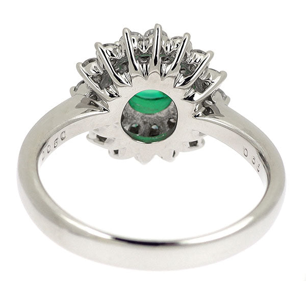 Pt900 エメラルドキャッツアイ ダイヤモンド リング 0.65ct D0.50ct