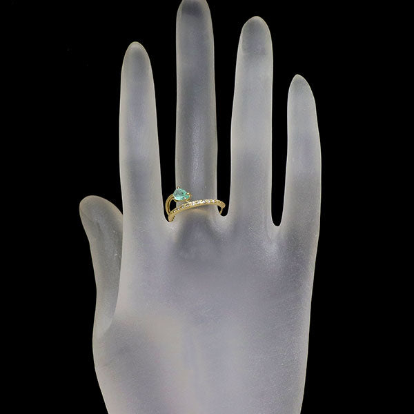 K18YG パライバトルマリン ダイヤモンド リング 0.305ct D0.11ct