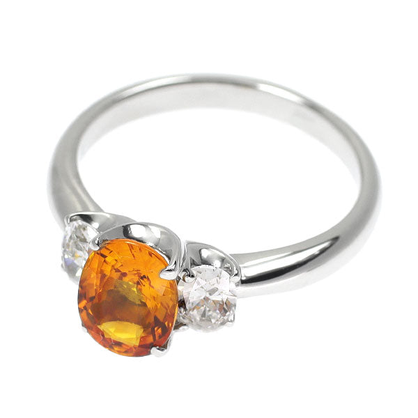 Pt900 ゴールデンサファイア ダイヤモンド リング 1.58ct D0.55ct