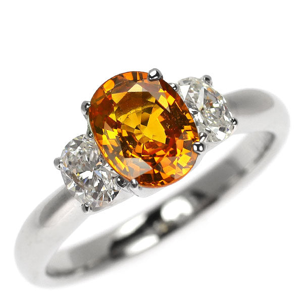 Pt900 ゴールデンサファイア ダイヤモンド リング 1.58ct D0.55ct