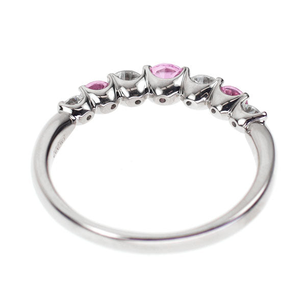 Pt900 ピンク サファイア ダイヤモンド リング 0.55ct D0.50ct