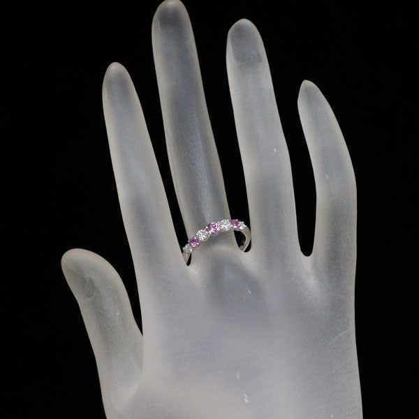 Pt900 ピンク サファイア ダイヤモンド リング 0.55ct D0.50ct