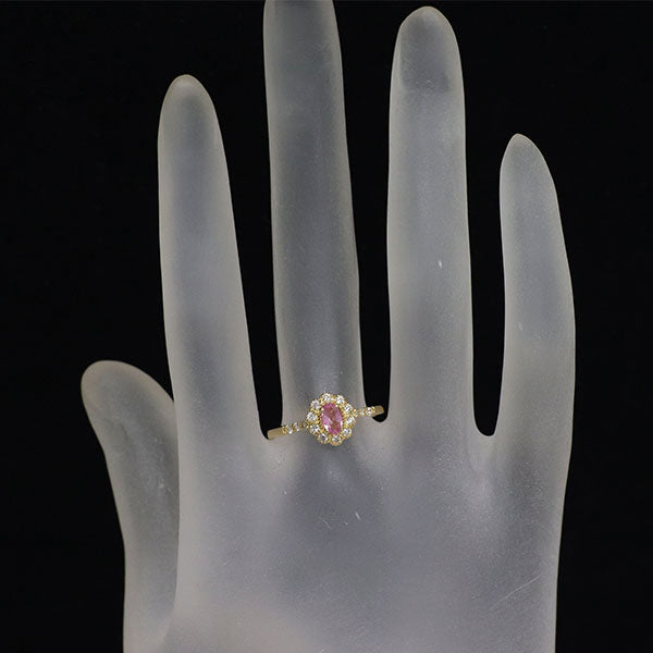 K18YG ピンクサファイア ダイヤモンド リング 0.20ct D0.18ct