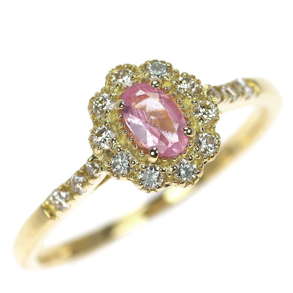 K18YG ピンクサファイア ダイヤモンド リング 0.20ct D0.18ct