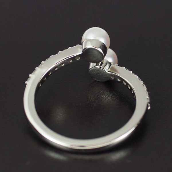 Pt900 アコヤ 真珠 ダイヤモンド リング 径約5.0mm D0.20ct トワエモア