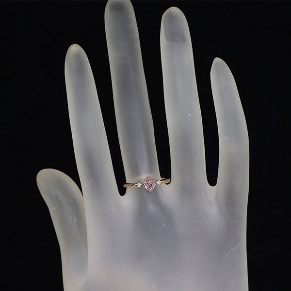 K18PG ピンク サファイア ダイヤモンド リング 0.375ct D0.02ct
