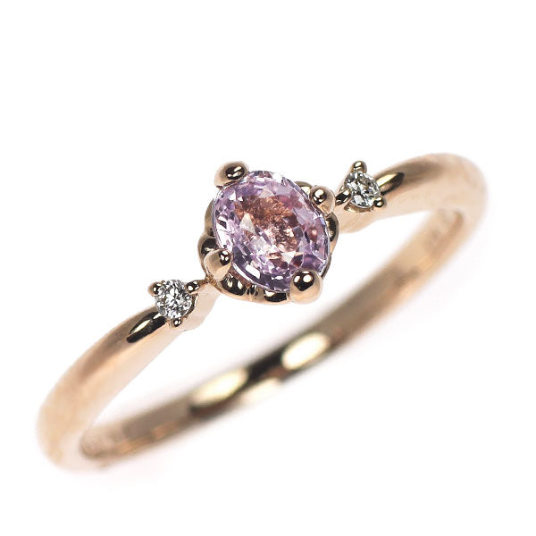 K18PG ピンク サファイア ダイヤモンド リング 0.375ct D0.02ct