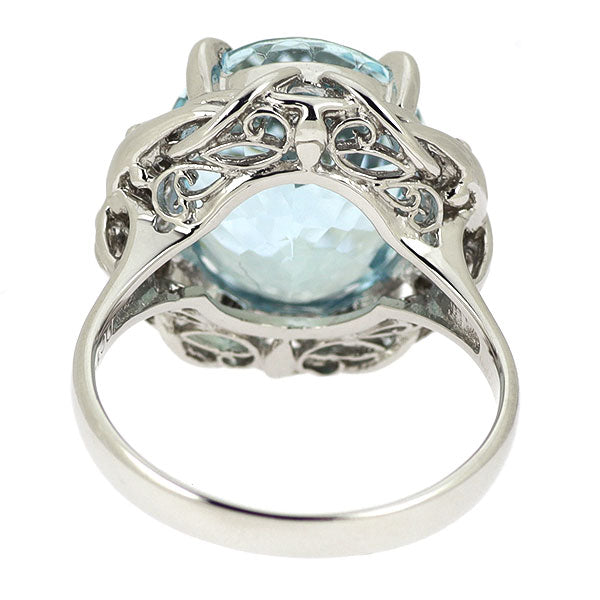 Pt900 アクアマリン ダイヤモンド リング 7.37ct D0.14ct