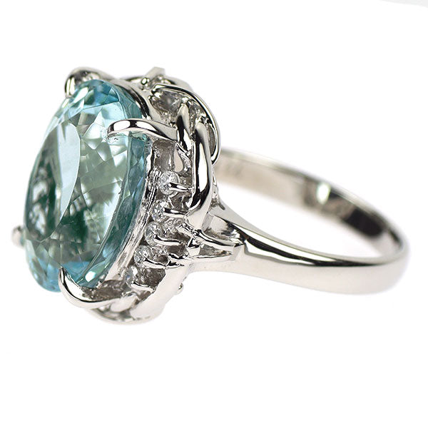 Pt900 アクアマリン ダイヤモンド リング 7.37ct D0.14ct