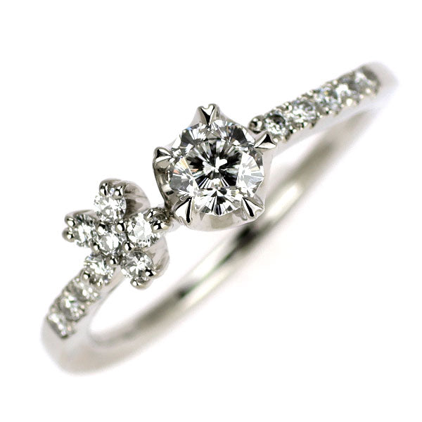 Pt900 さくらカット ダイヤモンド リング 0.268ct D0.13ct