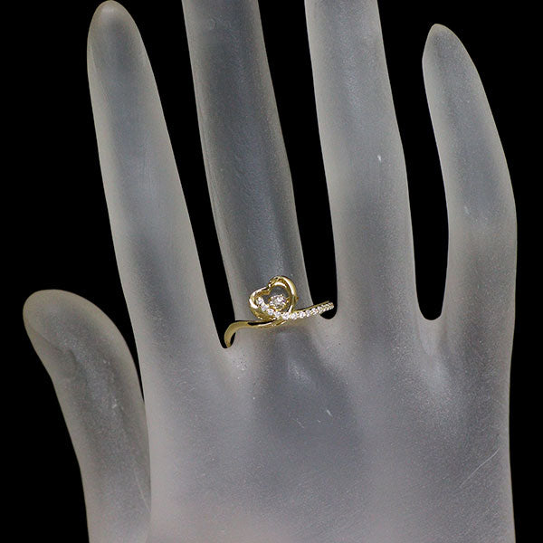 K18YG ダイヤモンドリング 0.09ct D0.07ct ハート ダンシングストーン